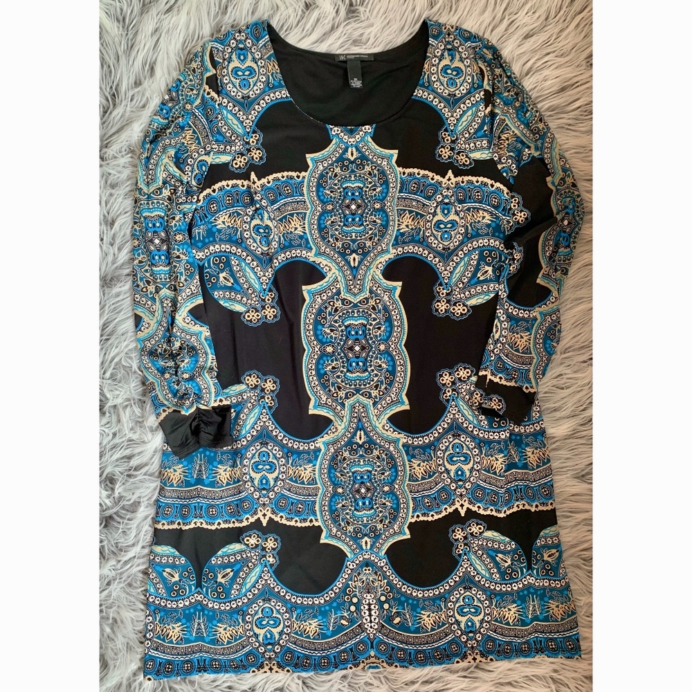 Black Dress with Blue Print